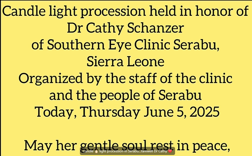 Candle light procession held in honor of Dr Cathy Schanzer